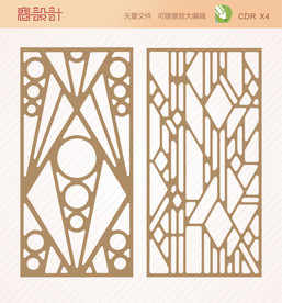 屏风隔断窗花雕花矢量图