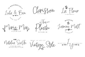 可爱手写英文logo标签设计