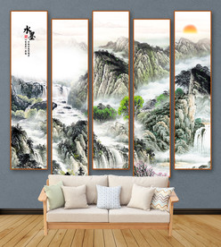 水墨山水画 工装背景墙