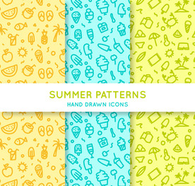 手绘可爱夏季无缝背景