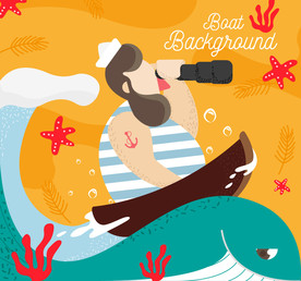 手绘海上的水手矢量素材