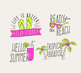 彩绘夏季度假艺术字矢量图