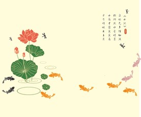 硅藻泥图案  小池 荷花