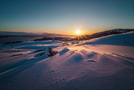 冬季日出和日落雪太阳大自然