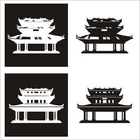 真武阁矢量剪影 容县真武阁名胜