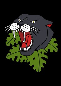 欧货豹子植物树叶印花图案矢量图