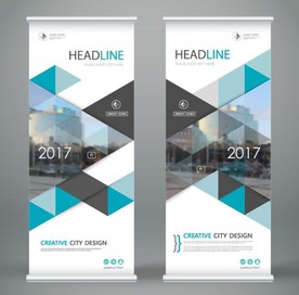 商务科技企业文化宣传广告易拉宝