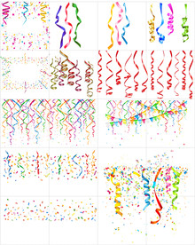 矢量彩色缤纷喜庆彩带飘带