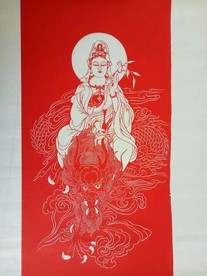 剪纸  骑龙观音