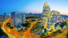 北京夜景 车流 建筑 央视大楼