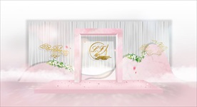 中式粉红色迎宾区手绘效果图设计