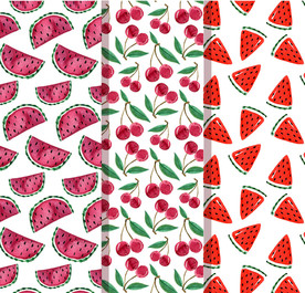 彩绘西瓜和樱桃无缝背景