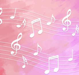 创意粉色底白色五线谱设