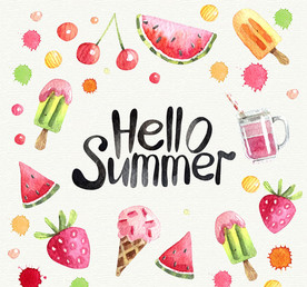 水彩绘夏季食物