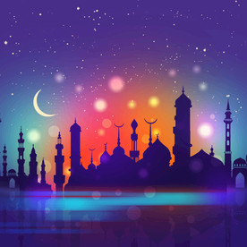 星空城市卡通矢量设计图