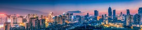 武汉黄昏西北湖夜景