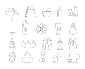 矢量手绘线稿SPA用品图标