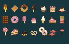 矢量彩色卡通甜点图标