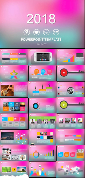 2018粉红色工作汇报唯美总结