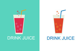 矢量卡通彩色果汁