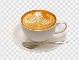 白色拉花咖啡杯子免抠素材