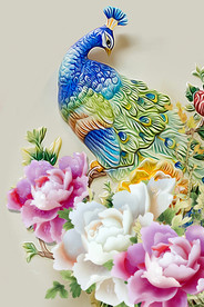孔雀玉兰花 富贵吉祥 装饰画