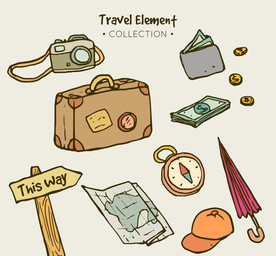 手绘旅行物品