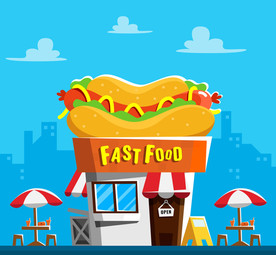 卡通热狗快餐店设计