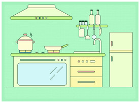厨房矢量扁平图标