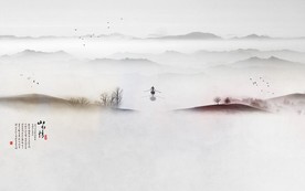 新中式北欧水墨山水画