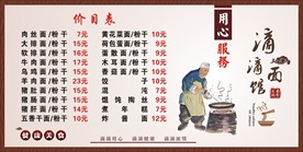 面馆价目表