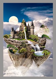 欧式创意空中城堡科幻风景无框画