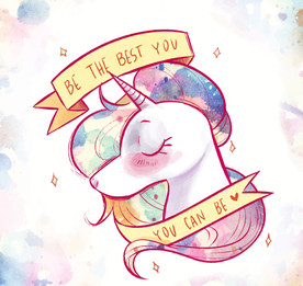 绘闭眼睛的独角兽