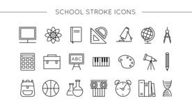 矢量线稿教育学习工具描边图标