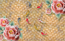 花开富贵家和万事兴玉雕背景墙
