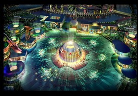 音乐广场夜景鸟瞰图