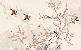 欧式花鸟树木飞鸟玄关屏风背