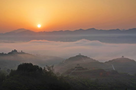 山村晨曦(日出 晨雾 乡村)