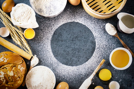 面包和面粉食材背景