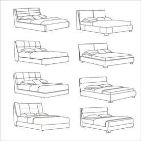 家具卧室床线条图