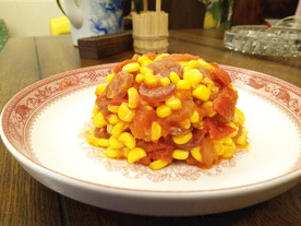 玉米 腊肠 美食 下厨 摆盘
