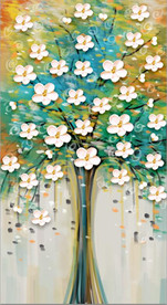 现代简约手绘抽象油画发财树北欧