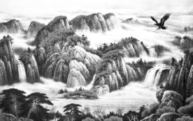 中式山水背景墙