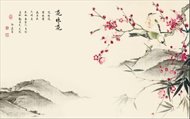 新中式花鸟背景墙