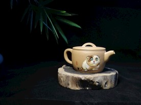原创手绘紫砂壶猫咪