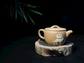 原创手绘紫砂壶猫咪