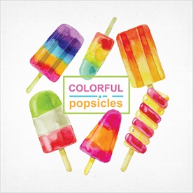 水彩画冰淇淋矢量素材
