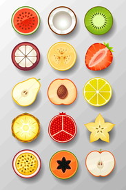 切开的卡通水果