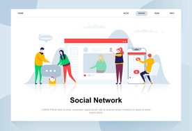 矢量卡通人物工作网页页面