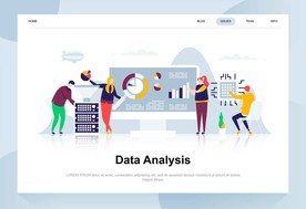 矢量卡通人物工作网页页面